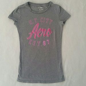 Aeropostale Grey/Pink Tee XS
